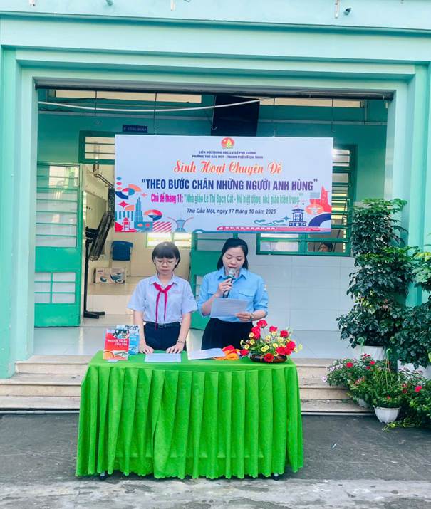 SINH HOẠT CHUYÊN ĐỀ “THEO BƯỚC CHÂN NHỮNG NGƯỜI ANH HÙNG”  CHỦ ĐỀ THÁNG 11: “NHÀ GIÁO  LÊ THỊ BẠCH CÁT – NỮ BIỆT ĐỘNG, NHÀ GIÁO KIÊN TRUNG”