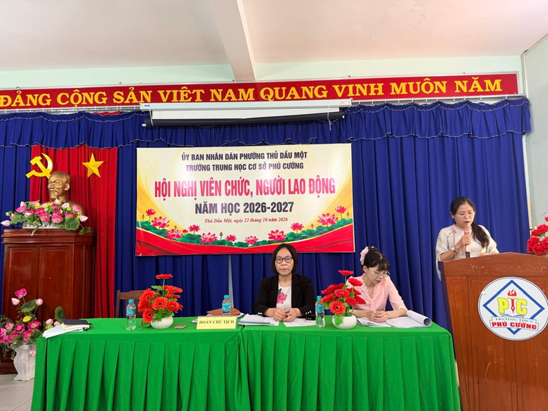 TRƯỜNG THCS PHÚ CƯỜNG TỔ CHỨC HỘI NGHỊ CÁN BỘ, VIÊN CHỨC, NGƯỜI LAO ĐỘNG NĂM HỌC 2026-2027